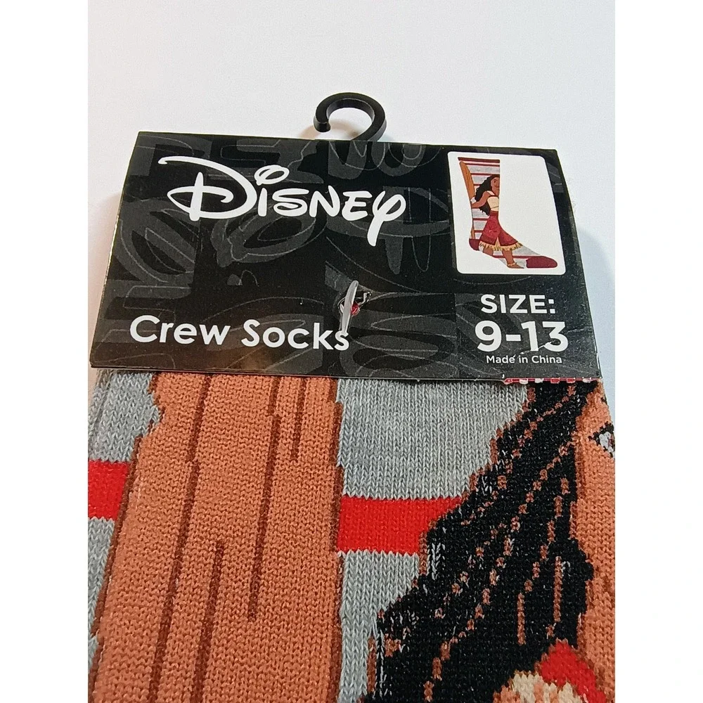 Disney Moana Crew Socks Size 9-13 Women's Unisex Polyster Blend‎ New